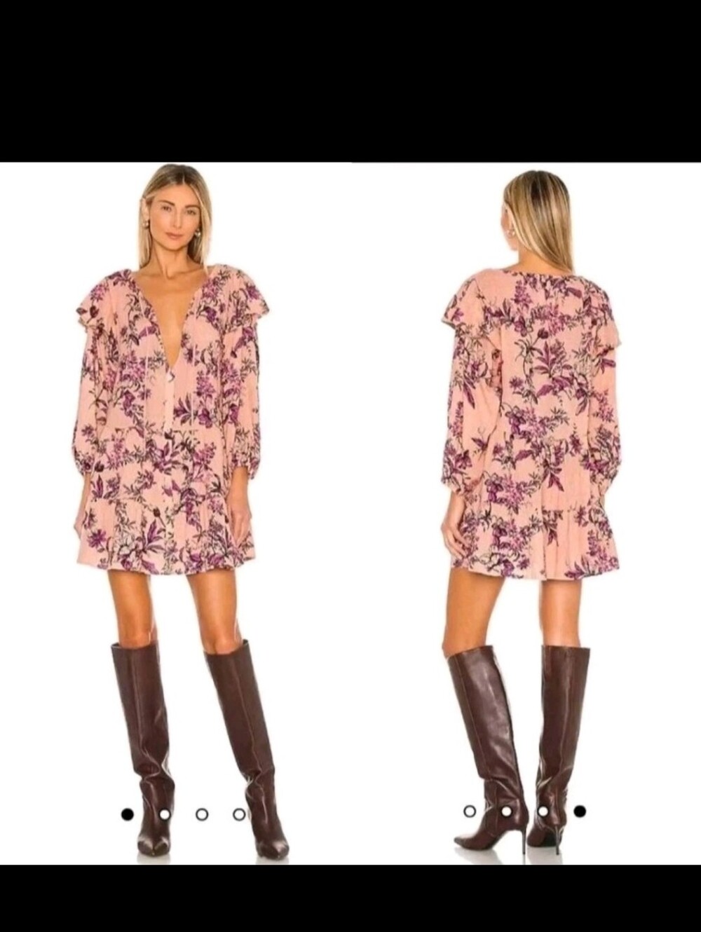 NWT Free People Women’s Peach Combo Long Sleeves Sunbaked Swing Dress Size XS